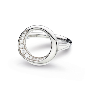 Sterling Silver Bevel Cirque Open CZ Ring by Kit Heath