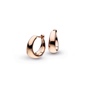 Rose Gold Plated Sterling Silver Bevel Cirque Small Hinged Hoop Earrings by Kit Heath