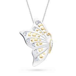 Sterling Silver & Gold Plate Blossom Flyte Butterfly White Topaz Statement Necklace by Kit Heath