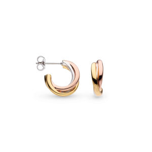 Product image of Bevel Trilogy Golds Hoop Earrings by British sterling silver jewellery designer Kit Heath
