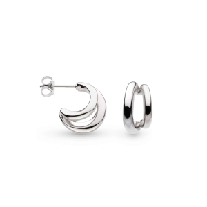 Product image of Bevel Cirque Link Twin Hoop Earrings by British sterling silver jewellery designer Kit Heath