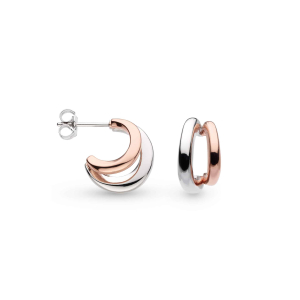 Product image of Bevel Cirque Link Blush Twin Hoop Earrings by British sterling silver jewellery designer Kit Heath