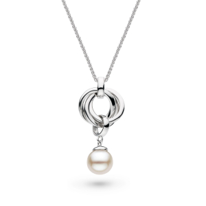 Product image of Bevel Trilogy Pearl Necklace by British sterling silver jewellery designer Kit Heath