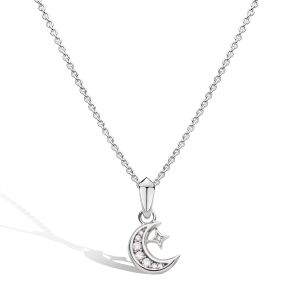 Rhodium Plated Sterling Silver Revival Céleste Crescent Moon Necklace By Kit Heath