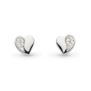 Sterling Silver Miniature Sparkle CZ Sweet Heart Stud Earrings by Kit Heath