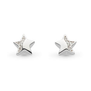 Sterling Silver Miniature Sparkle CZ Shining Star Stud Earrings by Kit Heath