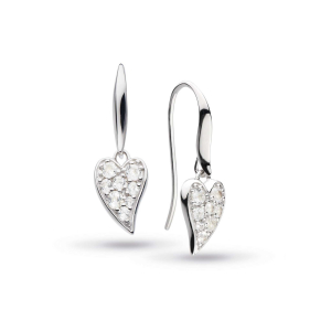 Sterling Silver Desire Precious White Topaz Heart Drop Earrings by Kit Heath