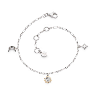 Product image of Céleste Golden Petite Charm Figaro Bracelet by British sterling silver jewellery designer Kit Heath