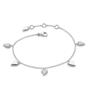 Sterling Silver Desire Precious White Topaz Heart Station Bracelet by Kit Heath
