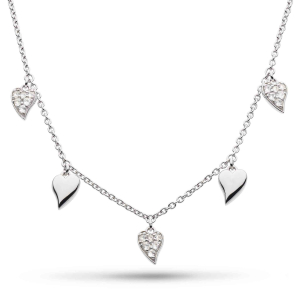 Sterling Silver Desire Precious White Topaz Heart Station Necklace by Kit Heath