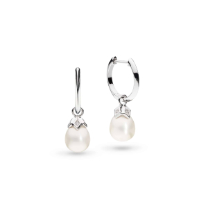Product image of Astoria Glitz Pearl Hoop Earrings by British sterling silver jewellery designer Kit Heath