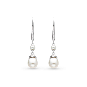 Product image of Astoria Glitz Pearl Drop Earrings by British sterling silver jewellery designer Kit Heath