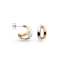Product image of Bevel Cirque Link Golden Twin Hoop Earrings by British sterling silver jewellery designer Kit Heath