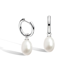 Céleste Astoria Pearl Drop Hoop Earrings base image – The Pearl collection 