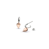 Sterling Silver & Rose Gold Plate Desire Kiss Blush Mini Heart Hoop Drop Earrings by Kit Heath