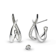 Sterling Silver Entwine Twine Twist CZ Pavé Hoop Earrings by Kit Heath