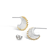 Rhodium Plated Sterling Silver Essence Radiance Golden Small Fan Stud Earrings Pair By Kit Heath