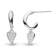 Sterling Silver Desire Precious White Topaz Heart Hoop Drop Earrings by Kit Heath