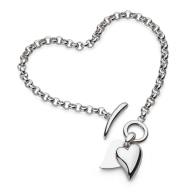 Sterling Silver Desire Love Duet Heart T-Bar Bracelet by Kit Heath